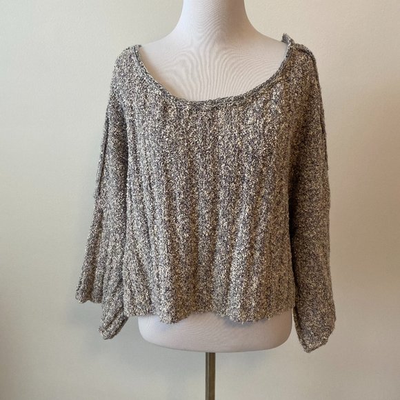 Free People Good Day Boxy Crewneck Women's Pullover Gray Sweater NWT - Picture 1 of 6